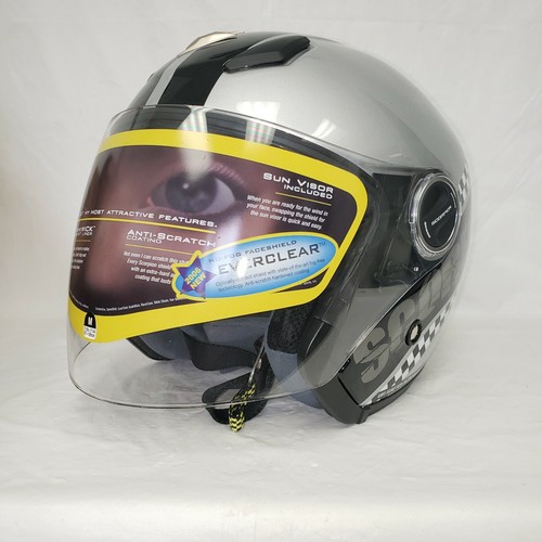 Scorpion EXO-200 3/4 Open Face Motorcycle Cruiser Helmet Silver Black  Medium | eBay