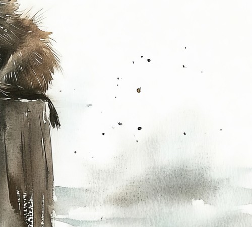 Solitary Cat on Post 5"x7" Print on Matte Paper | Minimalist Watercolor Art - Picture 6 of 7