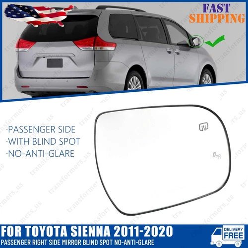 Passenger Right Side Mirror Blind Spot No-Anti-glare for Toyota Sienna 2011-2020