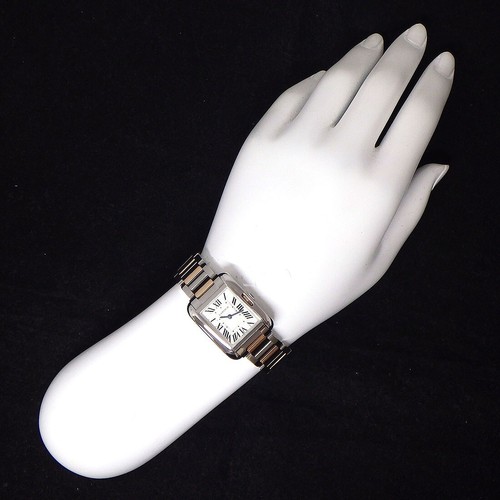 Cartier Watch Tank Anglaise SM W5310019 Silver Guilloche Dial 750RG SS QZ - Picture 7 of 8