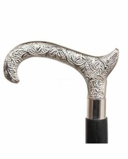 Sterling Silver Handle Walking Stick For Men  Women Vintage Antique Wooden Cane