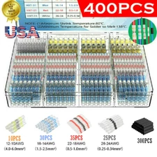 400PCS Waterproof Solder Seal Heat Shrink Wire Butt Terminal Connectors Kit Set