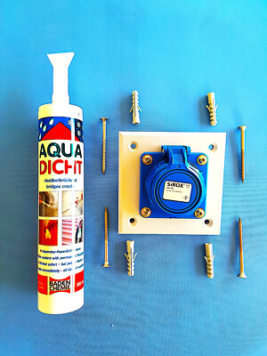 Schuko-Wandsteckdose unter Putz Feuchtraum . Druck + Unterwasserdicht IP66/IP68