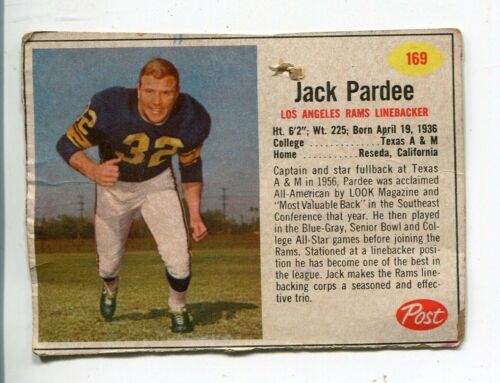 Jack Pardee 1962 Post SP Card Rams Fair 68111 - Picture 1 of 1