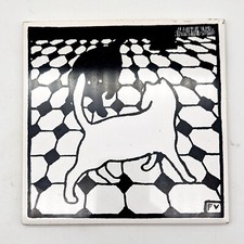 Vtg FV Black & White Two Cats Porcelain Tile Felix Vallotton Trivet Wall Hanger