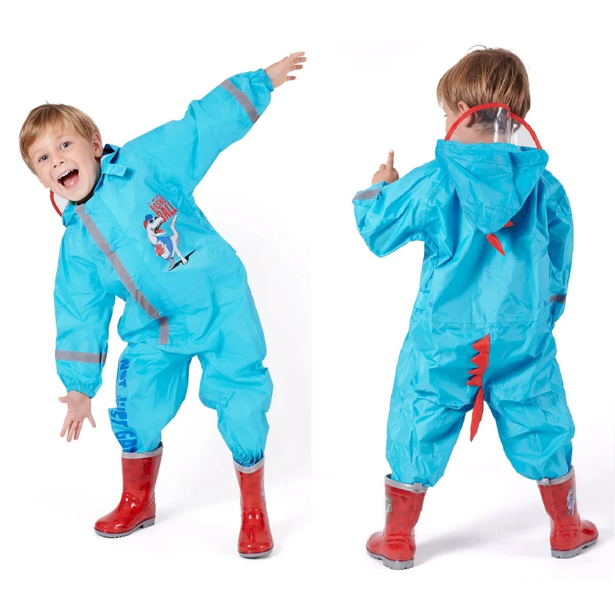 AGS Tuta Impermeabile Per Bambini - Pozzanghera Vestito Unisex, Leggero E Resistente, Con Cerniera, Colore Blu Navy, Taglia 5-6 Anni (110-116 Cm) - 2