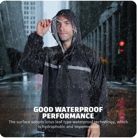 Traje de Lluvia para Hombres Mujeres Chaquetas Pantalón Equipo Reflectante Impermeable Moto Hivis Foto 2 de 4