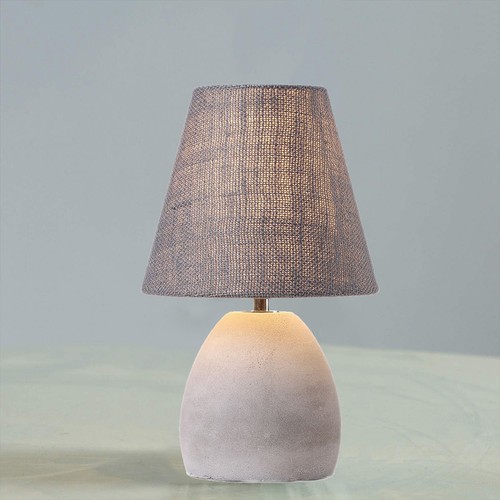 2X Table Lamp Industrial Concrete Bedside Lamps Fabric Shade E14 Holder - Picture 4 of 9