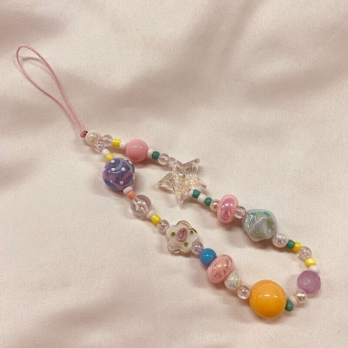 Creative DIY Colorful Bead Phone Chain Anti-loss Phone Strap Charm Cute Pend _yi - Zdjęcie 3 z 5
