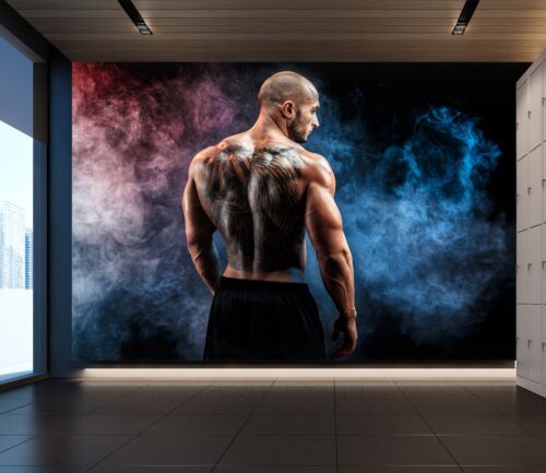 3D Strong Man I6437 Gym Wallpaper Mural Self-adhesive Removable Sticker - Afbeelding 1 van 11