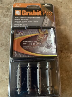 Alden 8440P Grabit Pro Broken Bolt and Damaged Screw Extractor 4 Piece Kit USA