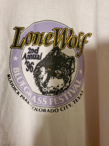 lone wolf bluegrass festival t shirt XL vintage 1996 sing stitch WOLF TEXAS RARE - Picture 2 of 5