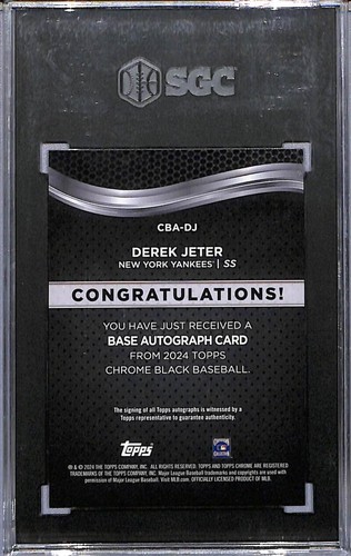 2024 Topps Chrome Black #CBA-DJ Derek Jeter SGC 10 Gem Auto Yankees - Picture 2 of 2