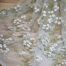 Beautiful Tulle Floral Embroidery Lace Fabric Cute Small Flowers Tulle Fabric