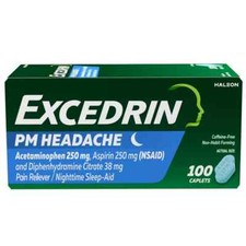 Excedrin PM Sleep Aid with Headache Relief Caplets for Nighttime Headaches an...