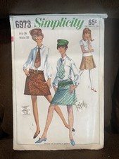 Vintage Simplicity Skirt Pattern #6973 Hip 36 Waist 26 Made in USA Uncut 1967