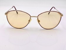 Vintage Marchon Nikki Burgundy Gold Metal Oval Sunglasses FRAMES ONLY Japan