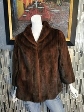 Vintage Golden Crown Furs Brown France Real Mink Fur Jacket Sz S