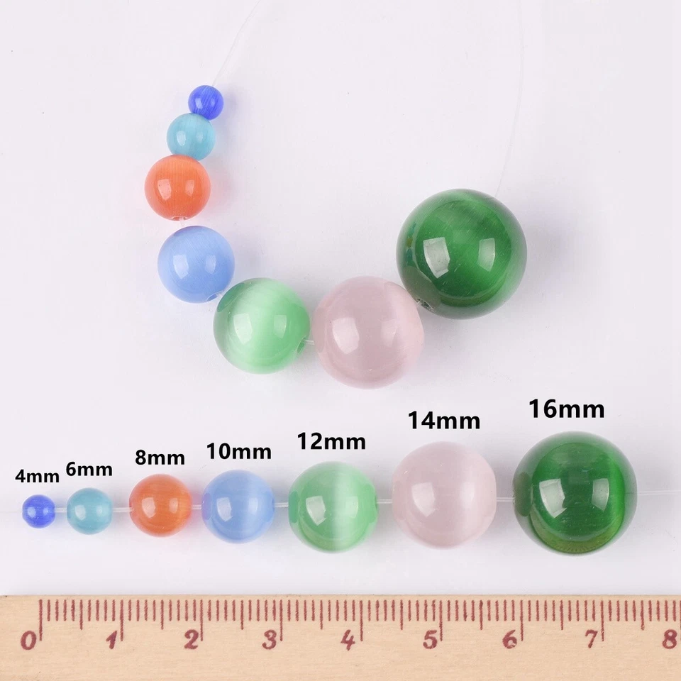 Lote de cuentas sueltas de cristal ojo de gato redondas de 4/6/8/10/12/14/16 mm Foto 4 de 4