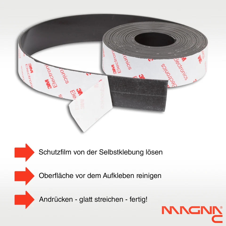 Magna-C® Magnetband 3m selbstklebend Rolle Magnetstreifen zuschneidbar haftstark - Bild 3 von 4