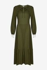 Next army green peter pan collar Maxi TEA Dress Size 10 NEW