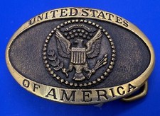 United States of America Vtg 1980 Solid Brass Belt Buckle by Heritage Mint Ltd.