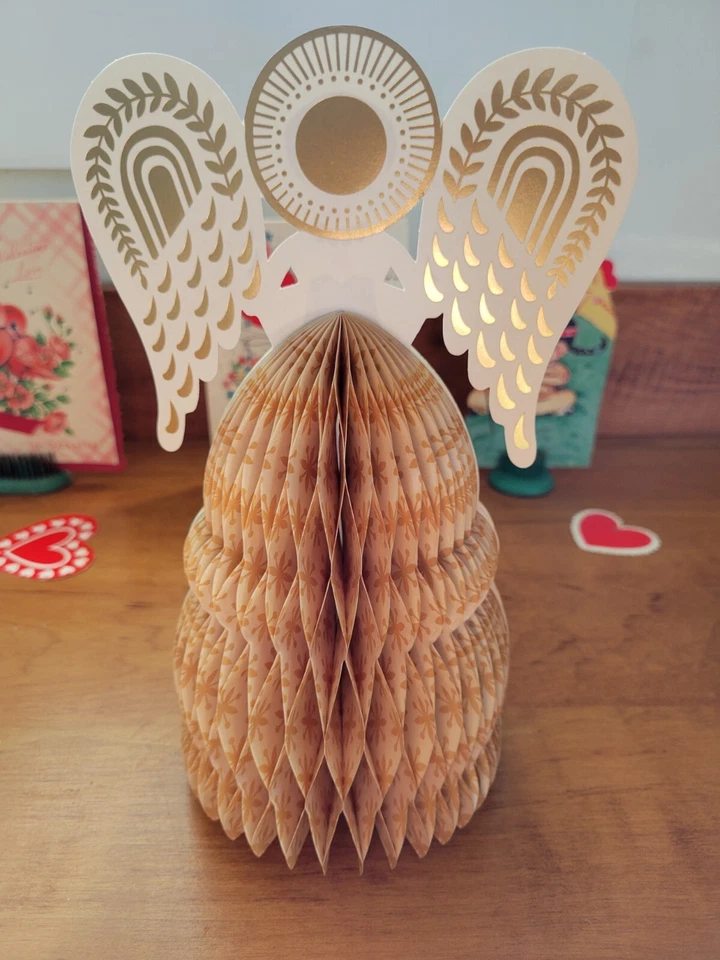 Juego de 2 centros de mesa de tarjetas de felicitación ángeles panal maravilla papel sello Foto 2 de 4