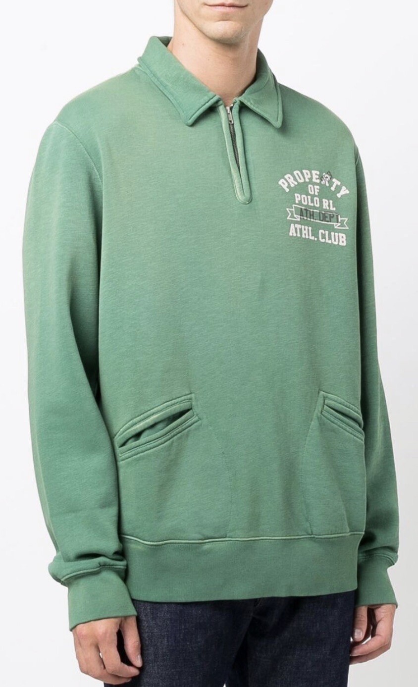 Polo Ralph Lauren Felpa Verde Vintage Pile Maglione Pullover Giacca Uomo XXL