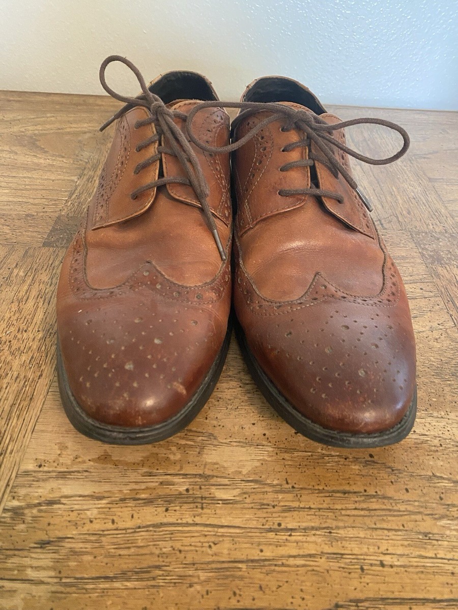 Asher Green Brown Leather Oxford Wingtips Men display picture 2