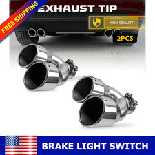 2x Stainless Steel Rear Dual Exhaust Pipe Tube Tail Muffler Tip Throat 2.5 In