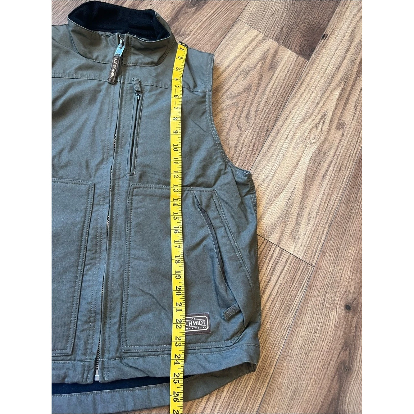 C.E. Schmidt Workwear Canvas Vest Mens Medium Olive Green Fleece Lined Gorpcore image 6