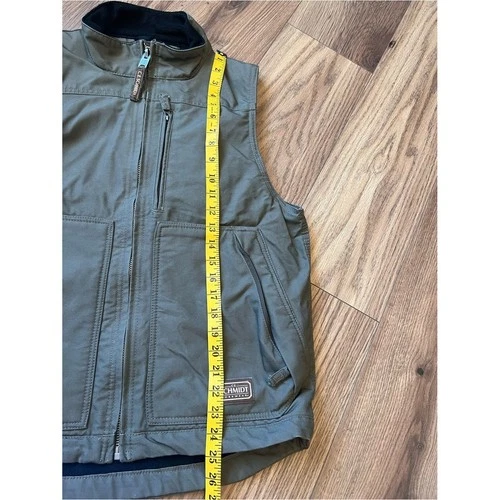C.E. Schmidt Workwear Canvas Vest Mens Medium Olive Green Fleece Lined Gorpcore image 6