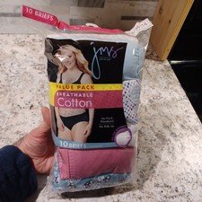 Just My Size Women's High Brief Underwear Panties Multicolor 10 Pairs Cotton 14