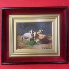 quadro dipinto a olio su tavola arte contadina firmato con cornice stile antico