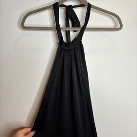 Maison Close Satin Backless Halter Maxi Dress XS Black