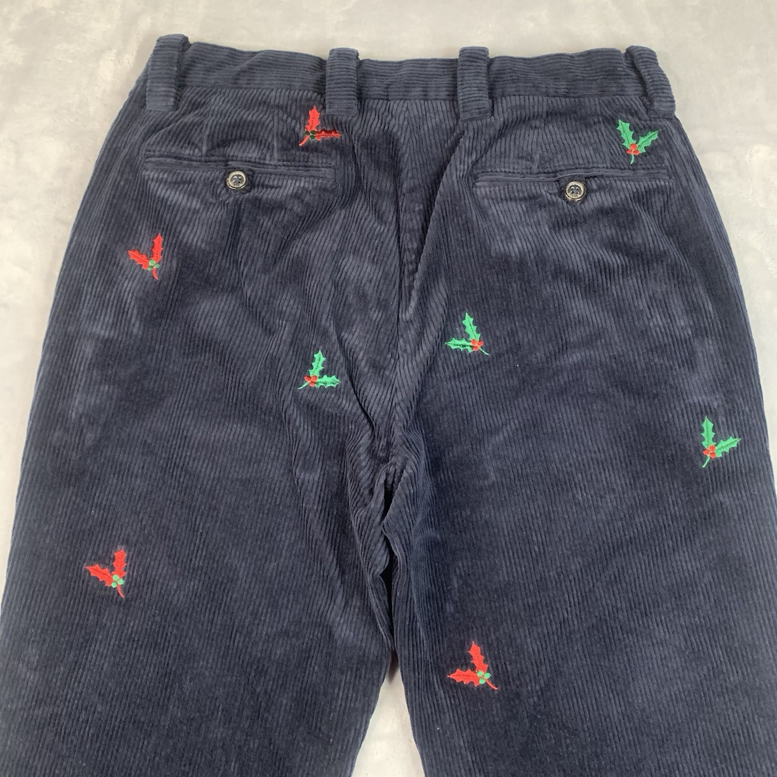 Brooks Brothers Navy Holly Corduroy Mistletoe Pants Christmas Milano Fit 30x32 thumbnail 15