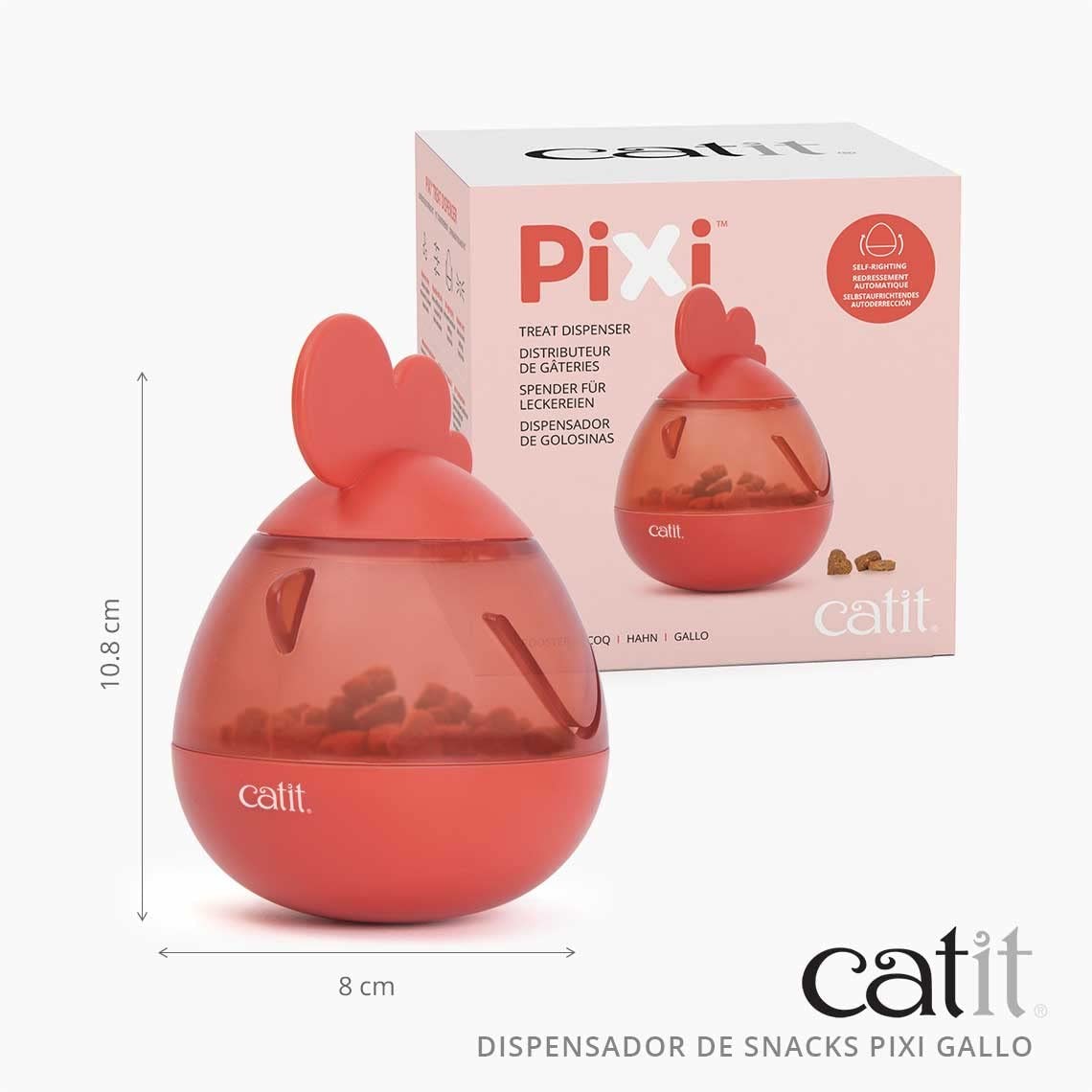 Catit Pixi Interactive Treat Dispenser Wobbling Cat Toy Rooster Design