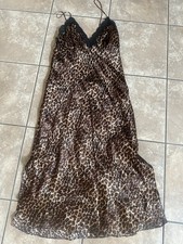 Cinema Etoile M Animal Print Satin Lingerie Slip Gown Chemise