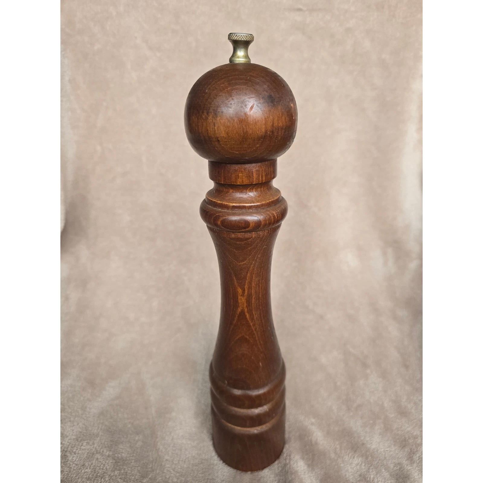Vintage Peugeot Wood Pepper Mill Manual Grinder Dark Brown French Kitchenware