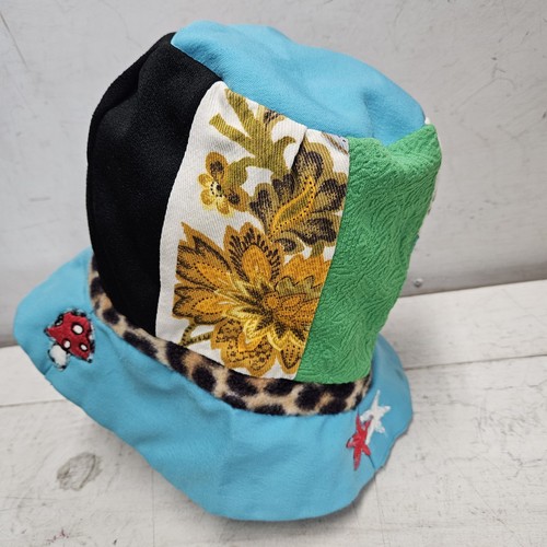 Vintage Handmade Patchwork Bucket Hat Rave Hippie Festival One Size - Image 1