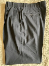 Zanella Made in Italy Vintage Pleat-Front Wool Jesse Trousers in Navy Size 36