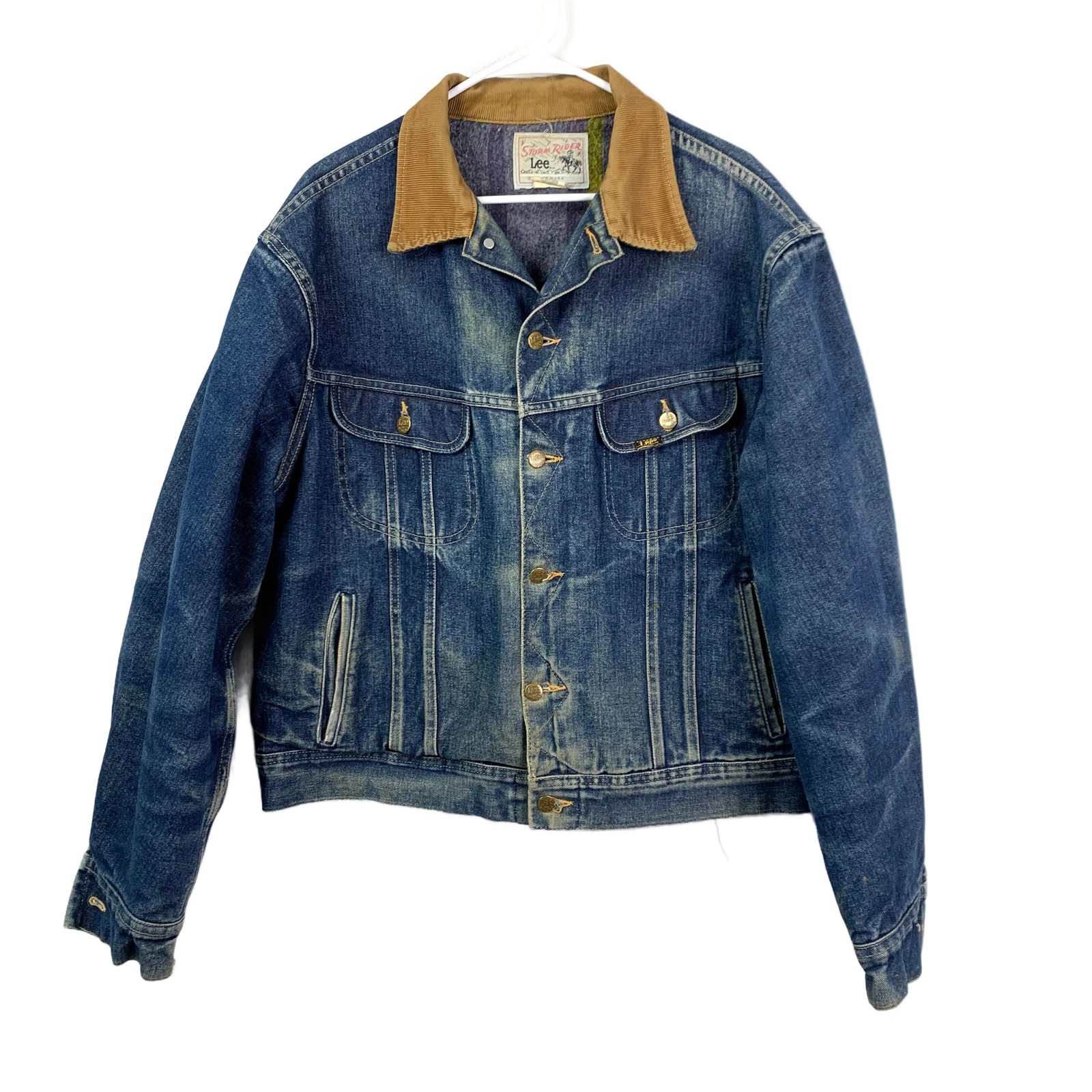 Vintage Lee Storm Rider Blanket Lined Denim Jacket Union USA 48L Grunge
