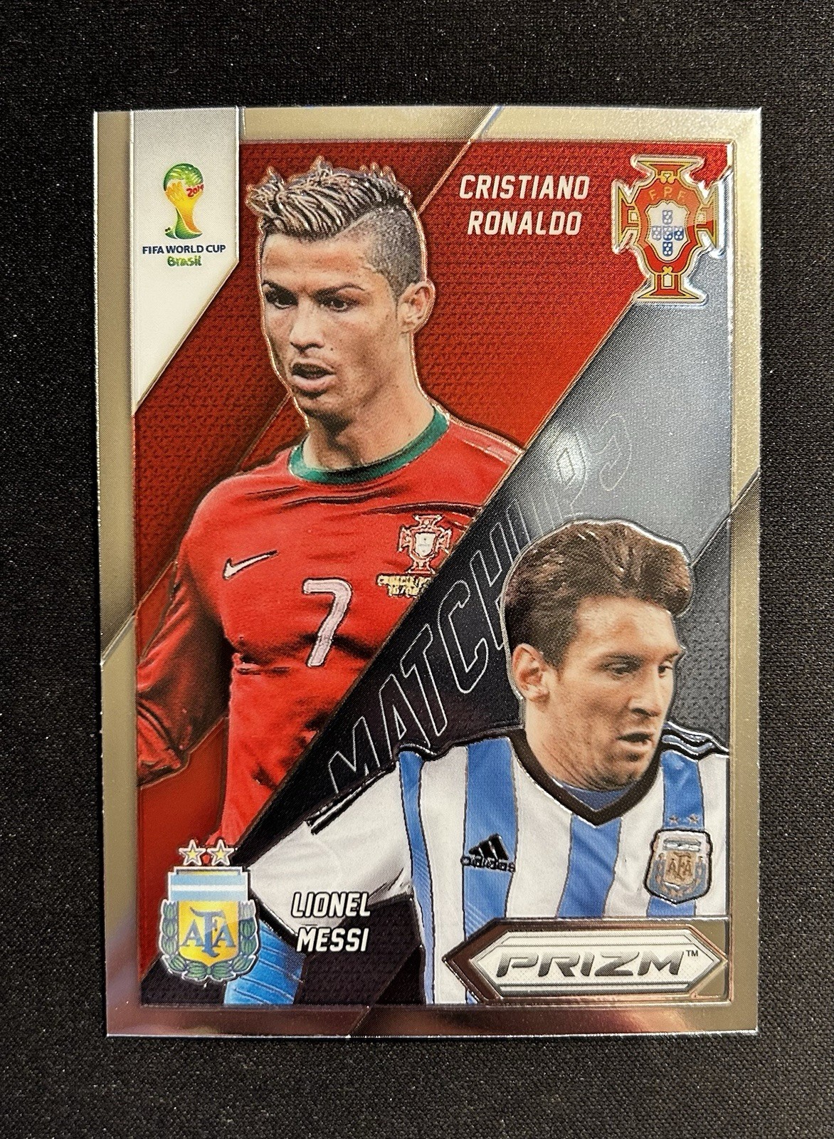 LEO MESSI / CRISTIANO RONALDO 2014 Panini Prizm FIFA World Cup Matchups MINT RAW