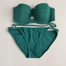 Green Two Piece Bikini Bathing Suit Woman's Large Bra Top With Straps