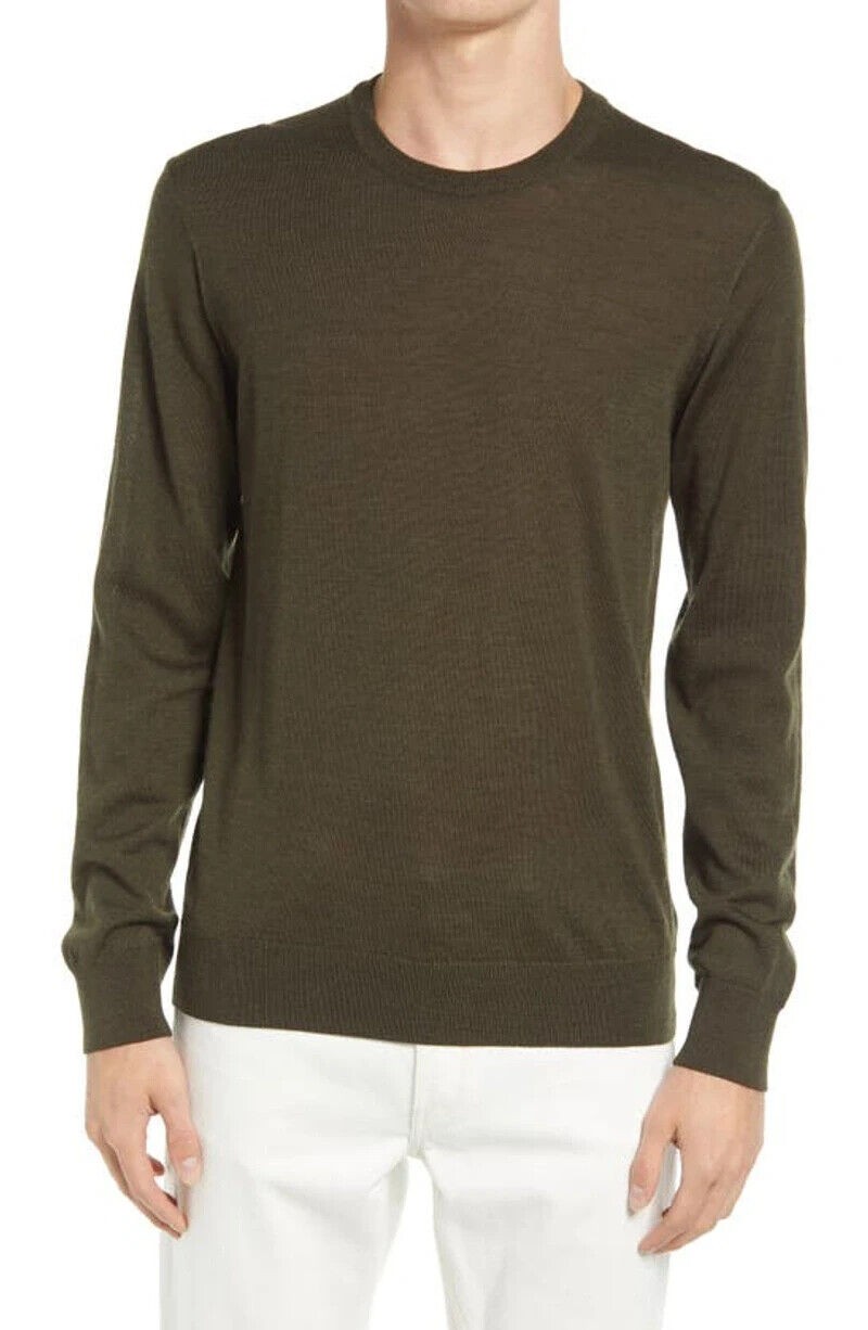 NN07 Mens Harry Merino Wool Pullover Sweater in 321 Dark Green Melange-Medium 8490₽