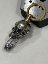 EDC White Brass Carabiner Keychain Clip, Key Ring, Biker Wallet Chain Accessory