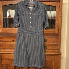 Do! Family Co Japanese M Denim Shirt Dress US XS/S Engineer Railroad Stripe