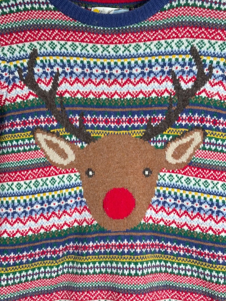 Suéter de Navidad Mini Boden 11-12 años Fair Isle Rainbow Reindeer Rudolph Holiday Foto 2 de 4