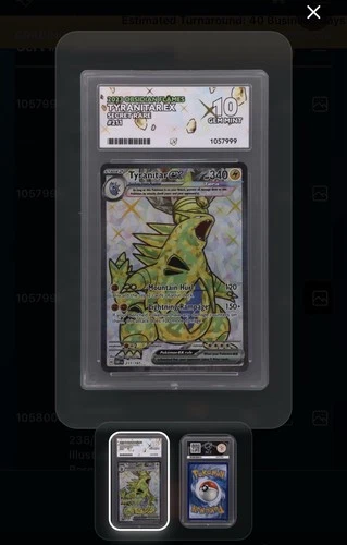 Graded Ace 10 Pokemon TCG Tyranitar Obsidian Flames 211/197 Secret Rare