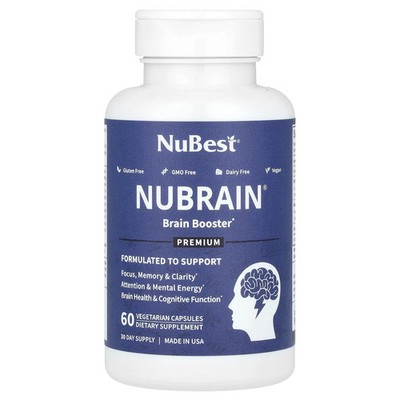 2 X NuBest, Nubrain, Brain Booster, 60 Vegetarian Capsules